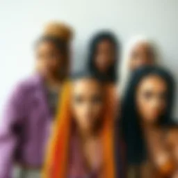 A vibrant collection of braid wigs showcasing various styles and colors.