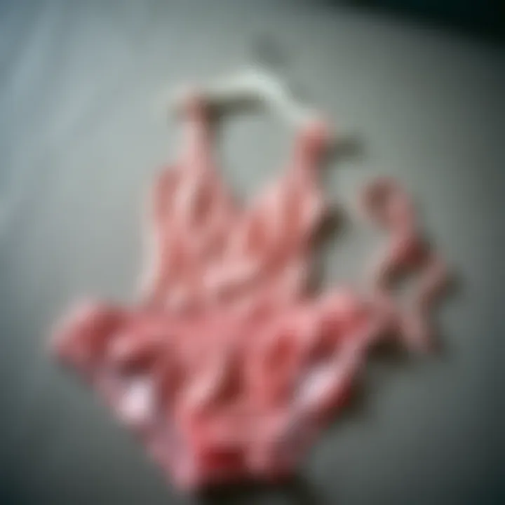 A stylish camisole and panty set displayed elegantly on a textured surface.