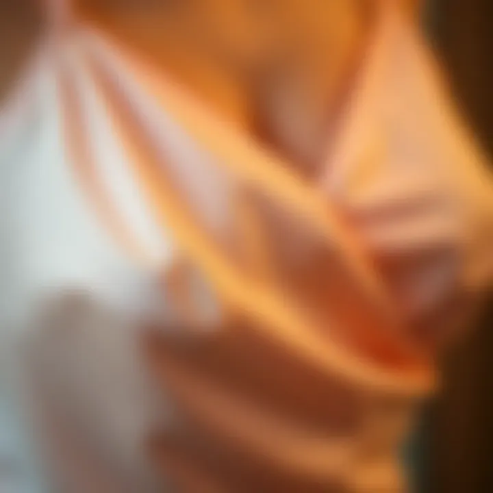 Close-up of luxurious fabric showcasing the intricate details of a camisole.