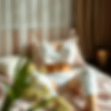 A serene setting with a beautifully arranged camisole and panty set.