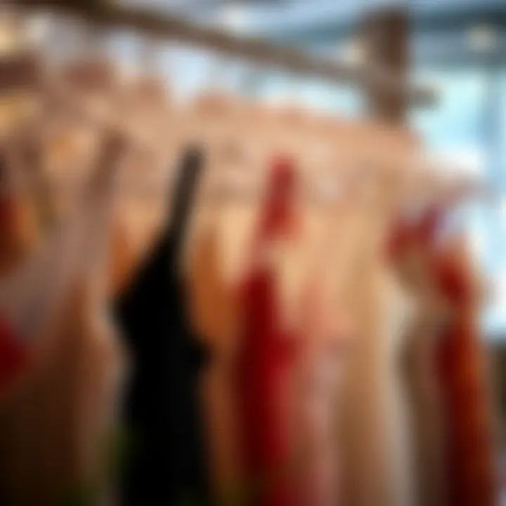 Variety of camisole styles displayed on hangers