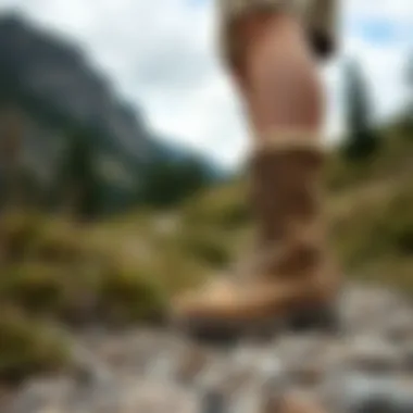 Hiker navigating a scenic trail wearing canvas hiking boots