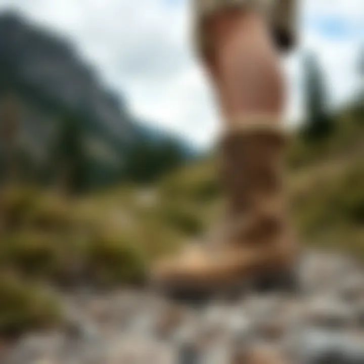 Hiker navigating a scenic trail wearing canvas hiking boots