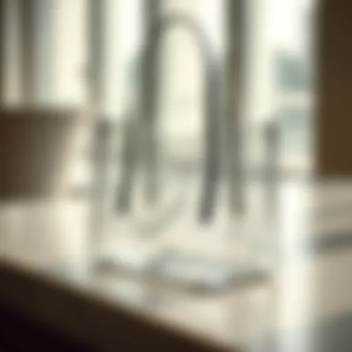 Stylish clear glitter tote bag on a marble surface