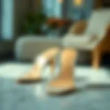 Elegant clear small heel sandals on a stylish surface