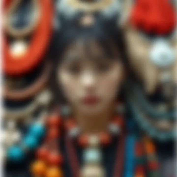 Custom Korean Necklaces Reflecting Personal Heritage An artistic arrangement of custom Korean necklaces reflecting personal stories and cultural heritage