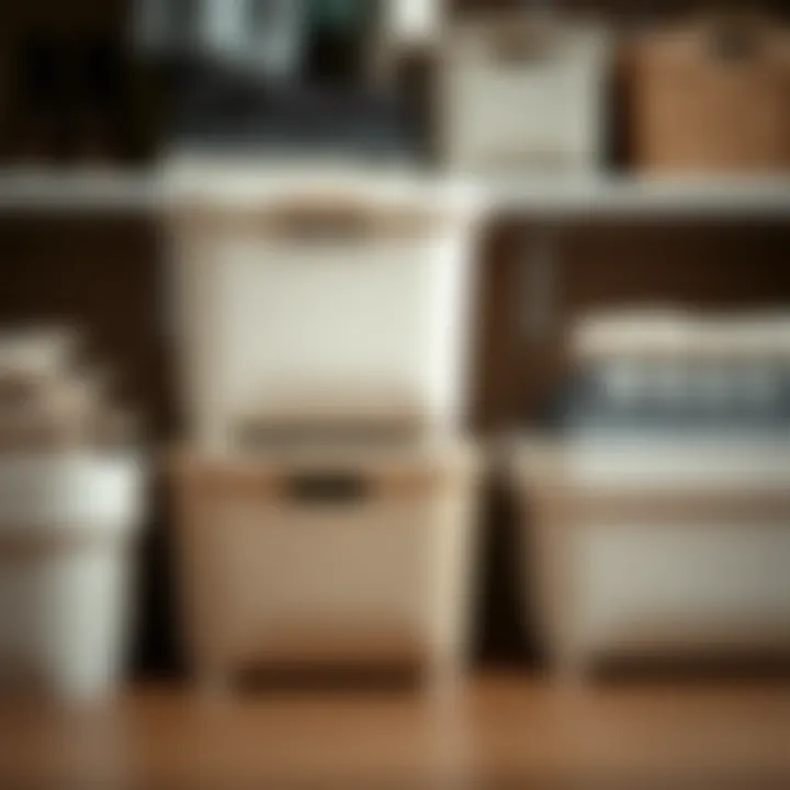 Versatile stackable storage bins in neutral colors