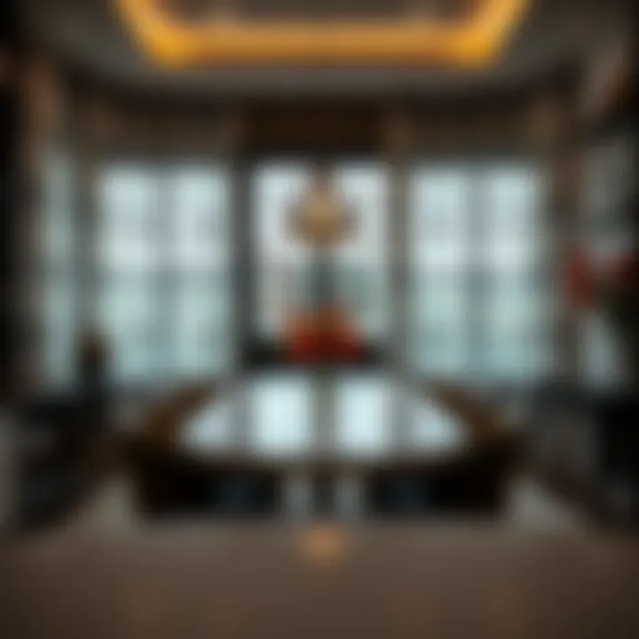 Stylish dining area with daisy print curtains enhancing the ambiance.