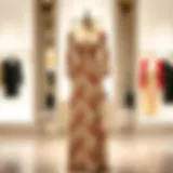 Elegant display of a ditsy floral split maxi dress on a mannequin