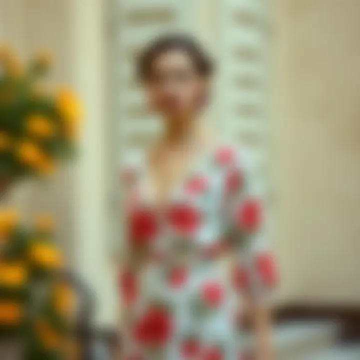 Historical context through vintage illustrations of floral dresses