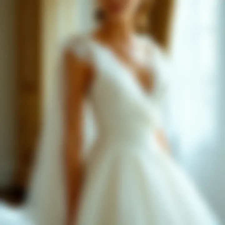 Bridal gown with a flowing organza overlay that adds a romantic touch