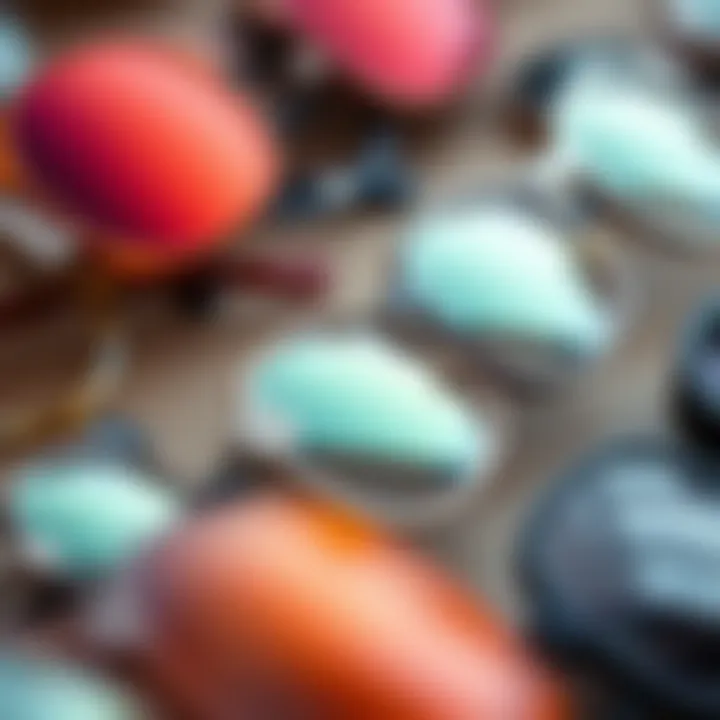 Close-up of various materials used in eyeglass holders