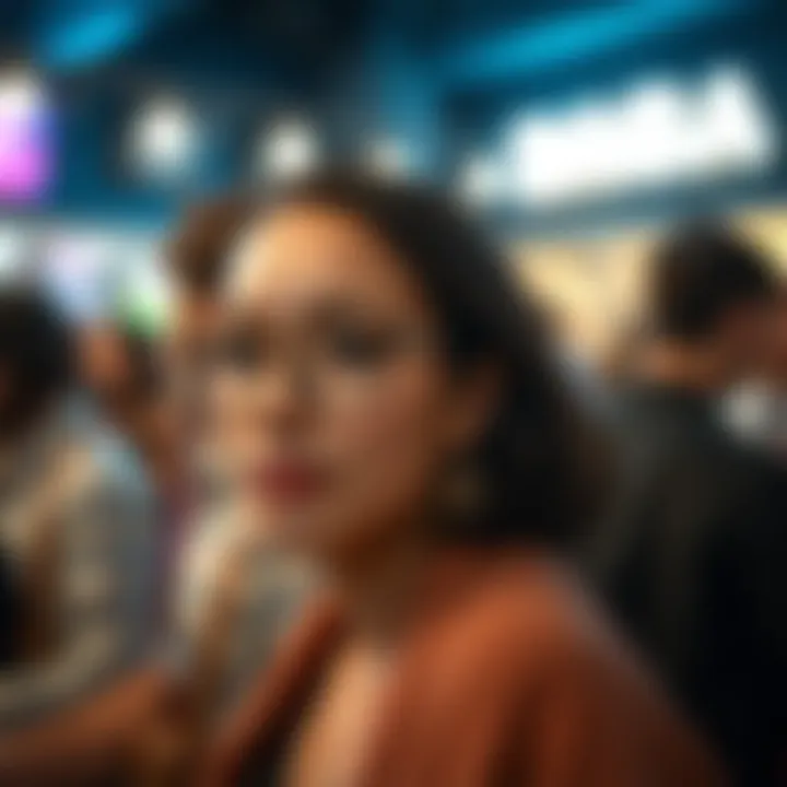 A person wearing a trendy eyeglass holder at a social event