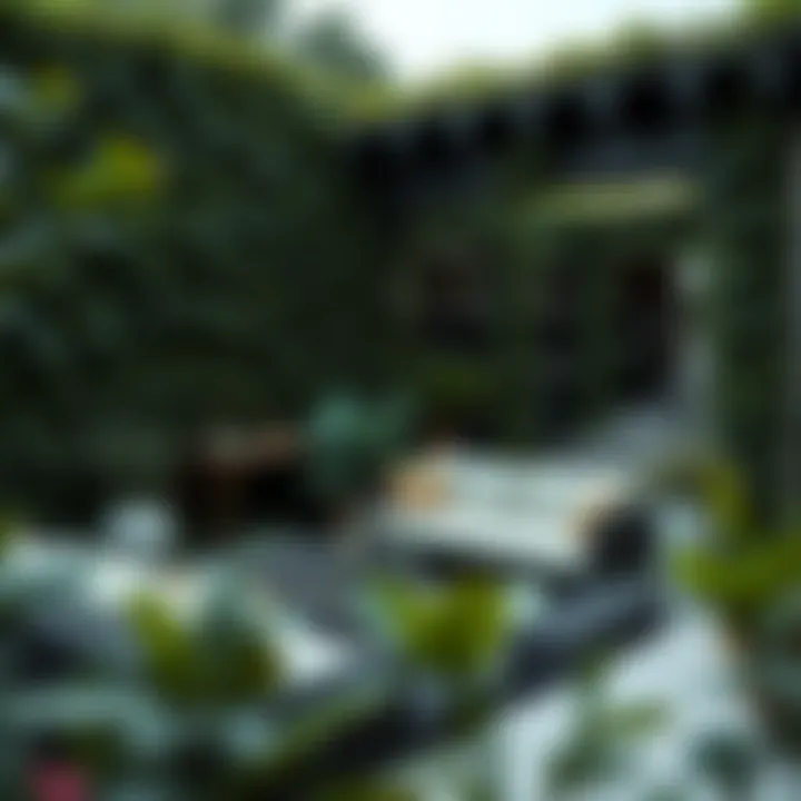 Beautiful outdoor space enhanced with artificial foliage