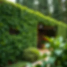 Lush fake ivy privacy fence covering a garden area