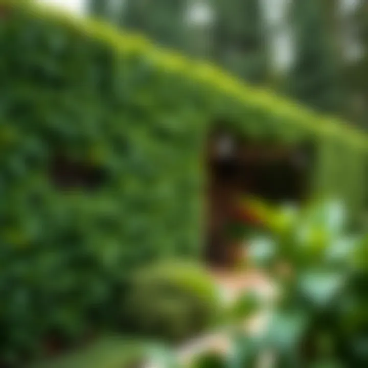 Lush fake ivy privacy fence covering a garden area