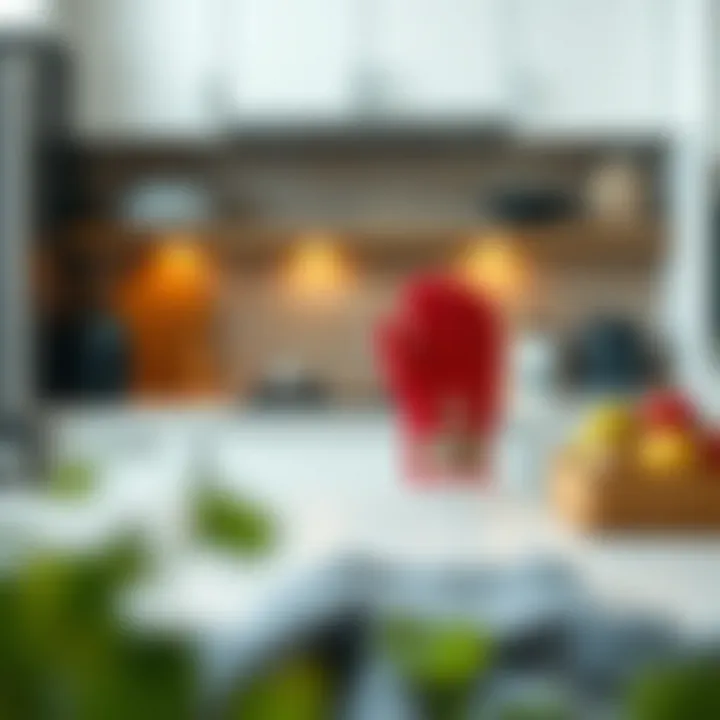 Stylish integration of finger oven mitts within modern kitchen decor