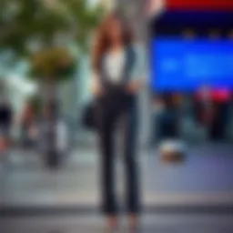 Elegant plus size fit and flare pants styled with a tailored top.