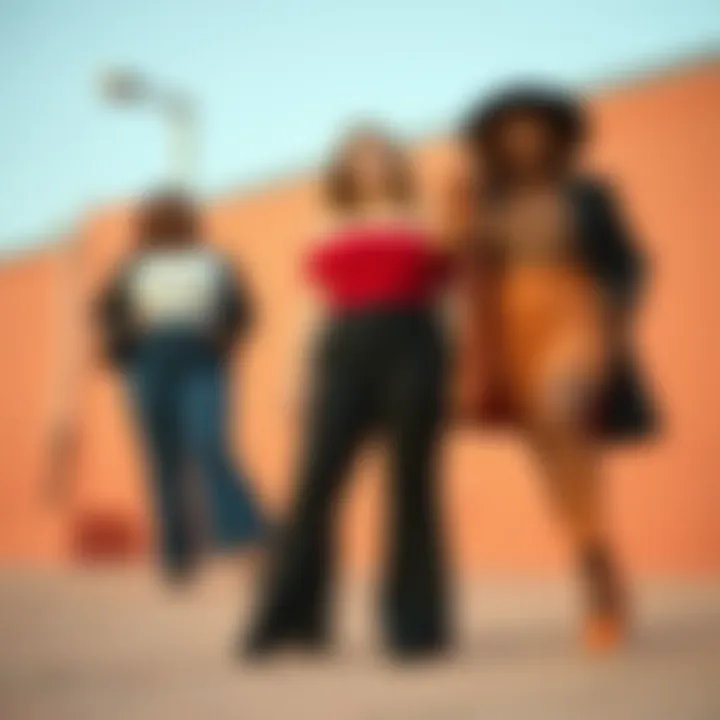 Diverse fabric choices for fit and flare pants showcasing textures.