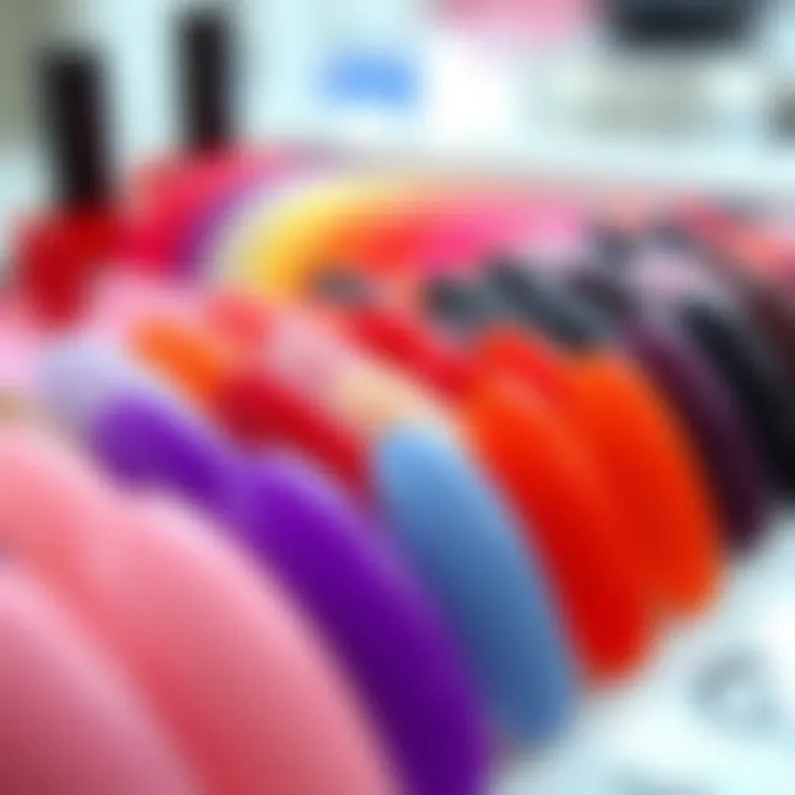 Stylish Array of Gel Nail Colors A stylish array of full coverage gel nail colors displayed elegantly.