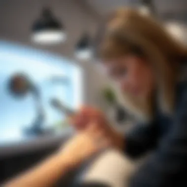 Modern Application Techniques for Gel Nails An artist applying gel nails in a modern salon setting with advanced tools.