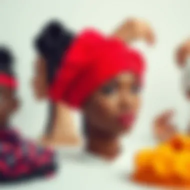 Different styles of hair caps arranged artistically