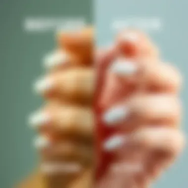 Before and after comparison of nails using gel polish strips