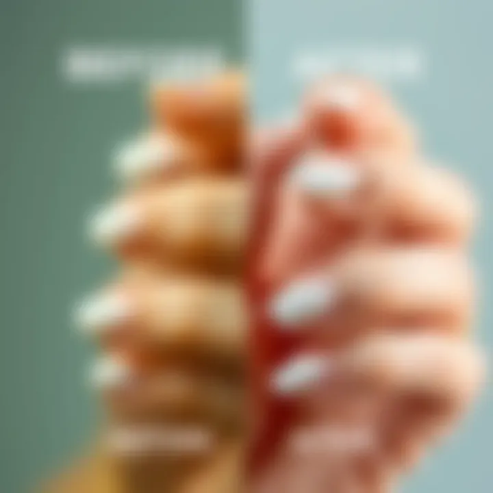 Before and after comparison of nails using gel polish strips