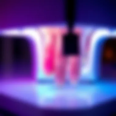 Close-up of UV lamp curing gel nail polish strips