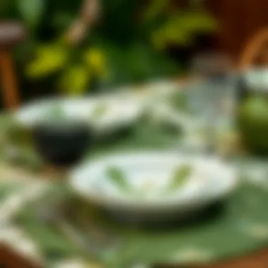 Diverse Materials for Green Floral Placemats Variety of materials used for green floral placemats