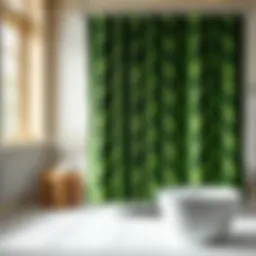 Elegant bathroom featuring green leaf shower curtain