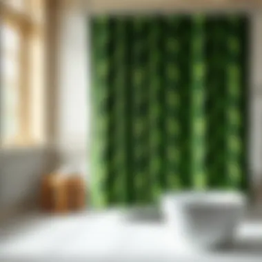 Elegant bathroom featuring green leaf shower curtain