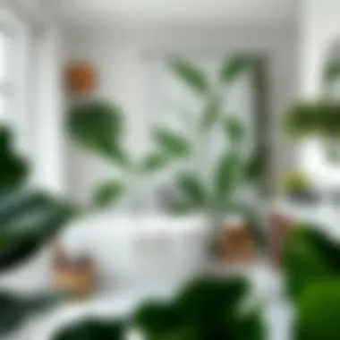 Stylish bathroom decor with green leaf elements