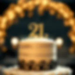 Elegant gold and black cake topper for milestone celebrations