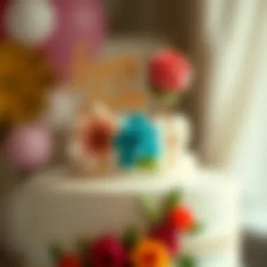 Vibrant Floral Cake Topper Whimsical floral cake topper adorned with vibrant colors