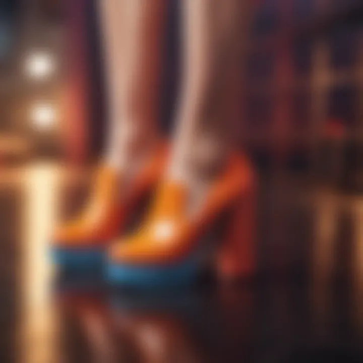 Trendy block heel shoes in vibrant colors