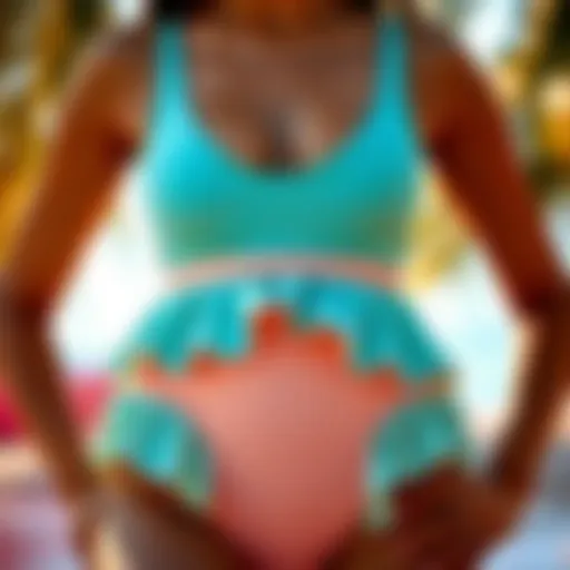 Elegant high waist ruffle bottom swimsuit in vibrant color