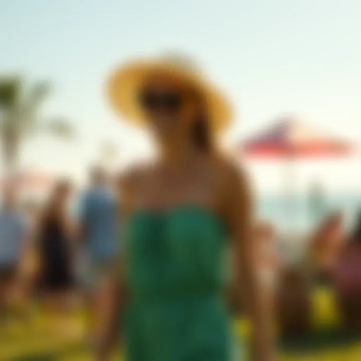 Stylish sun dress worn at a sunny outdoor event