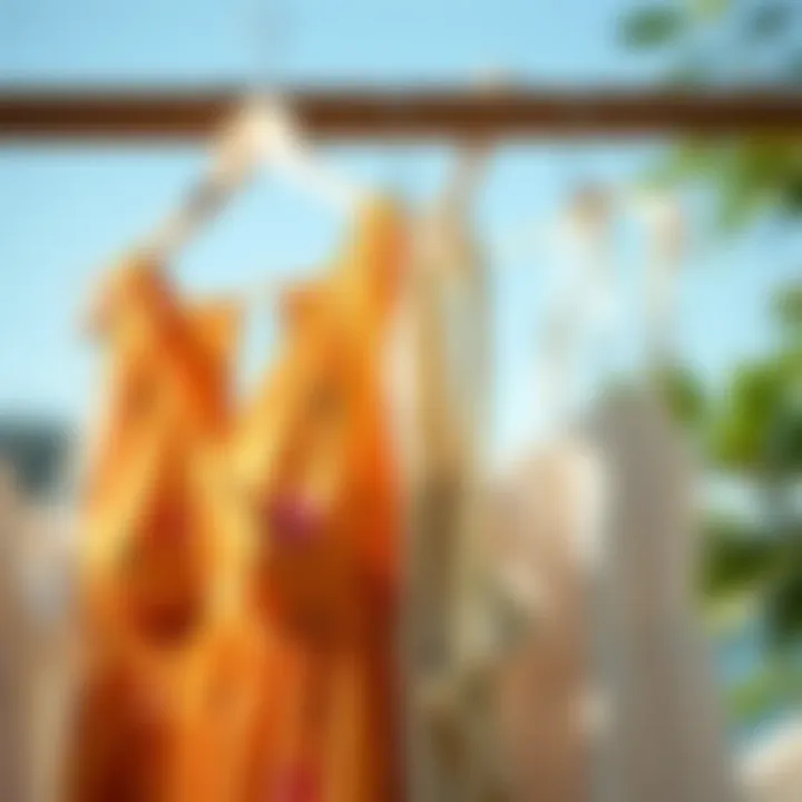 Eco-friendly sun dress options showcased on hangers