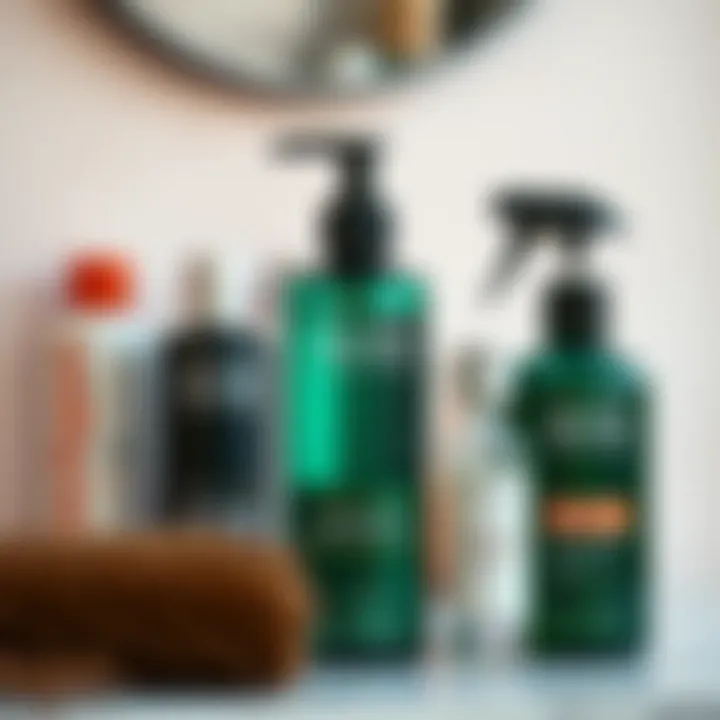 Close-up of hair care products for curly hair