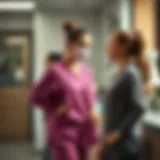 Elegant long sleeve scrubs in a modern healthcare setting