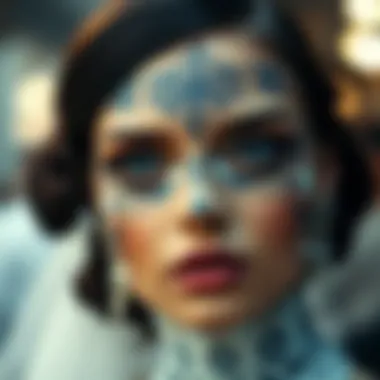 Elegant face makeup stencil showcasing intricate designs