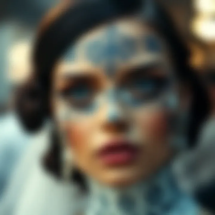 Elegant face makeup stencil showcasing intricate designs