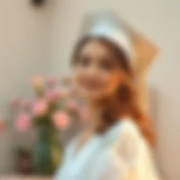 Elegant modest graduation dress in soft pastel colors