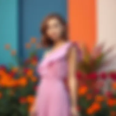 Color palette options for one shoulder asymmetrical hem dress styling