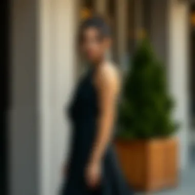 Accessorized one shoulder asymmetrical hem dress for an evening event