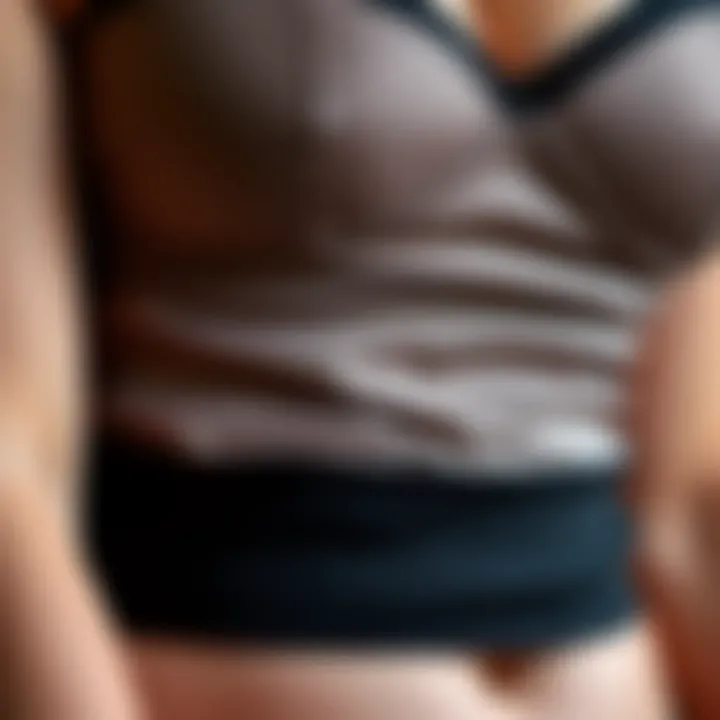 Close-up of the intricate fabric texture of bustier shapewear