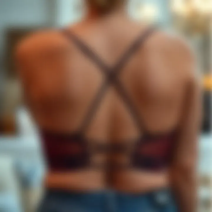 Elegant design of a plus size cross back bra showcasing its unique structure.