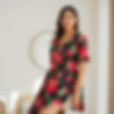 Elegant plus size daytime dress in a vibrant floral print