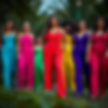 Vibrant Color Palette of Plus Size Jumpsuits Vibrant color palette of plus size jumpsuits designed for various body types.
